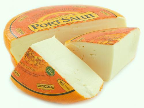 Por-salu cheese, French uncooked-pressed cheese, mdzh. 52% dry in-ve