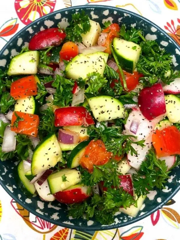 Radish Salad Recipe. Calorie, chemical composition and nutritional value.