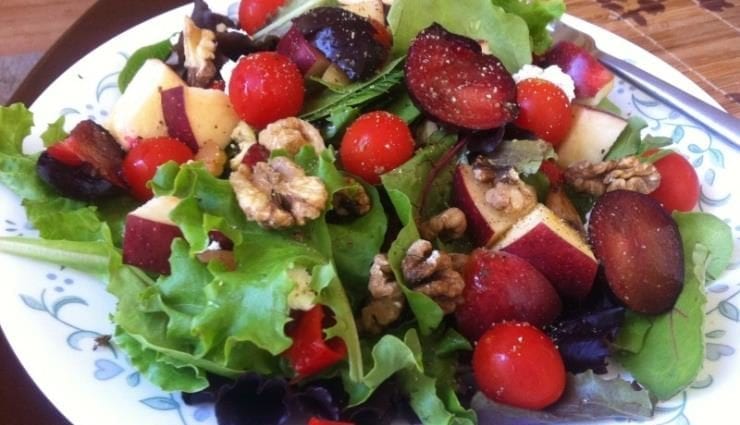 Recipe Apple and Plum Salad. Calorie, chemical composition and nutritional value.