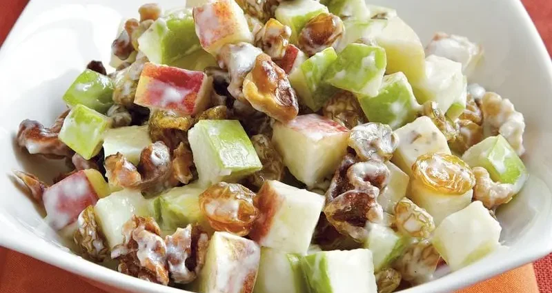 Recipe Apple salad with nuts. Calorie, chemical composition and nutritional value.