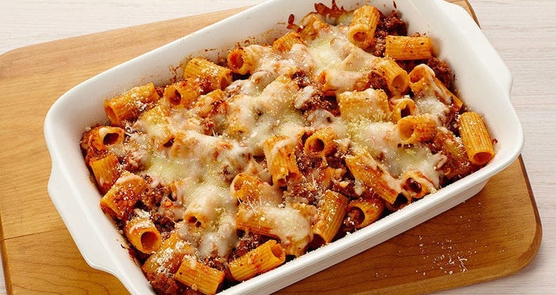 Recipe Baked Beef with Pasta. Calorie, chemical composition and nutritional value.