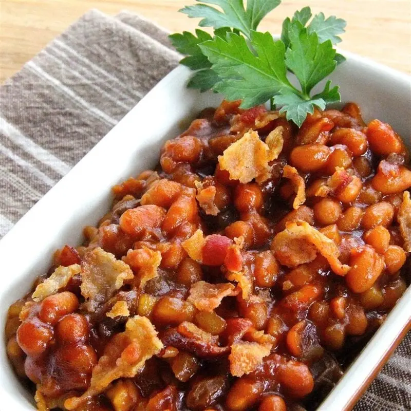 Recipe Beans with apples. Calorie, chemical composition and nutritional value.