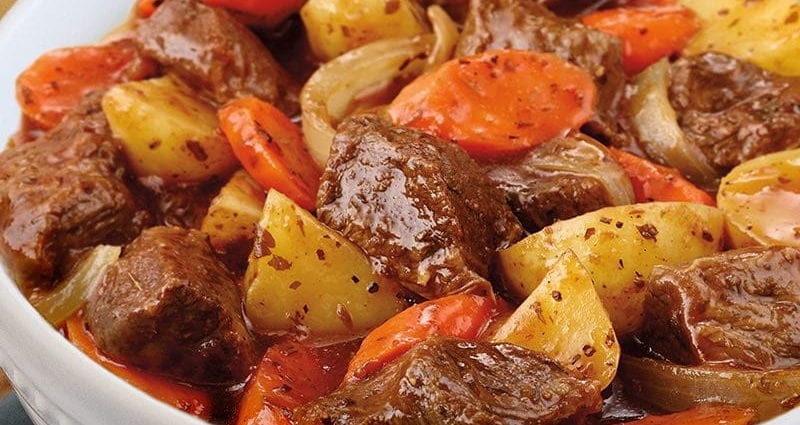 Recipe Beef stew with onions, nuts and garlic (Adyghe national dish). Calorie, chemical composition and nutritional value.