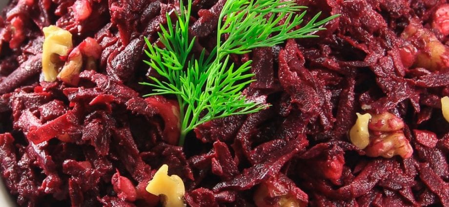 Recipe Beetroot Salad with Nuts. Calorie, chemical composition and nutritional value.