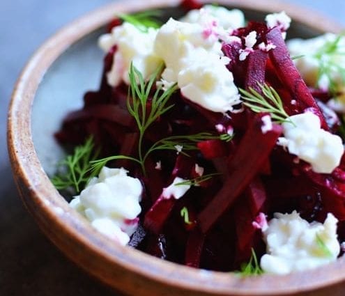 Recipe Beetroot with cottage cheese. Calorie, chemical composition and nutritional value.