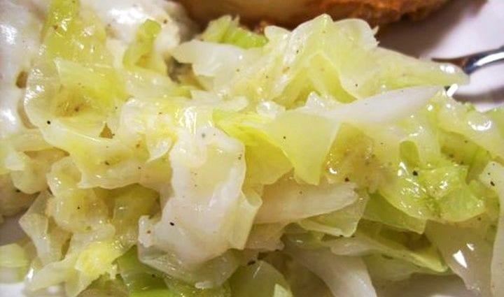 Recipe Boiled cabbage with butter or sauce. Calorie, chemical composition and nutritional value.