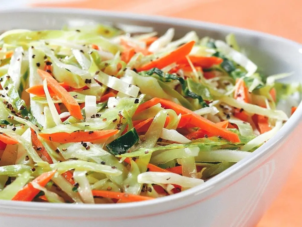 Recipe Carrot and Cabbage Salad. Calorie, chemical composition and nutritional value.