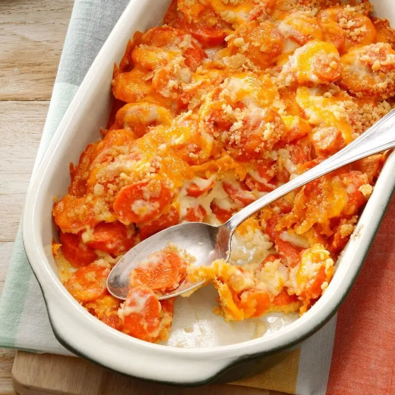 Recipe Carrot casserole with and without cottage cheese. Calorie, chemical composition and nutritional value.