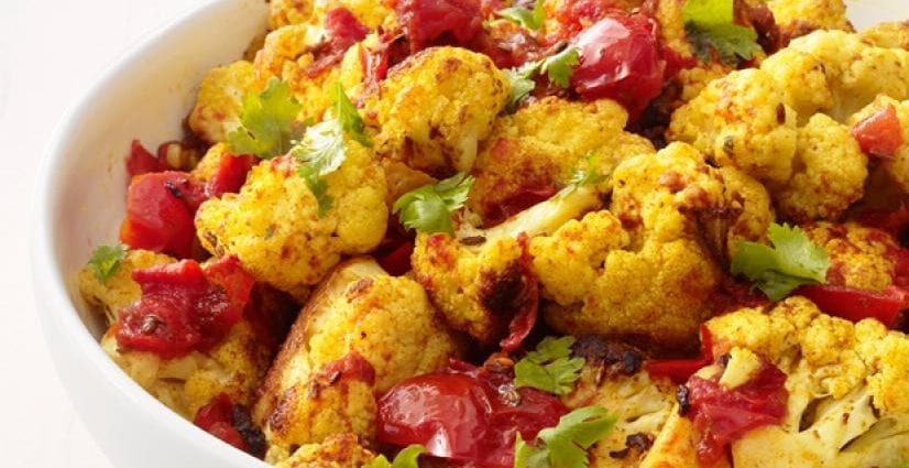 Recipe Cauliflower with Tomatoes. Calorie, chemical composition and nutritional value.