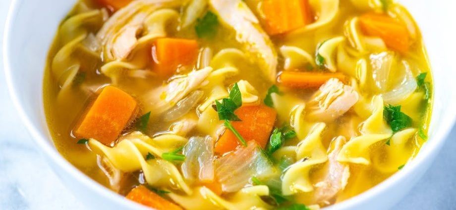 Recipe Chicken Soup with Pasta. Calorie, chemical composition and nutritional value.