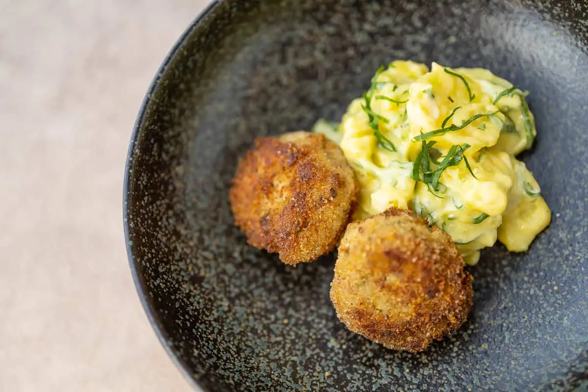 Recipe Fish meatballs, fried &#8220;fries&#8221;. Calorie, chemical composition and nutritional value.