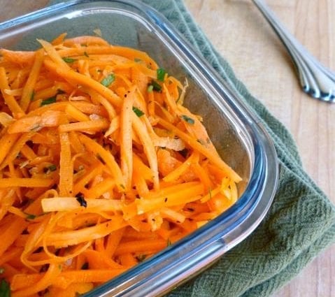 Recipe for Carrot Salad. Calorie, chemical composition and nutritional value.