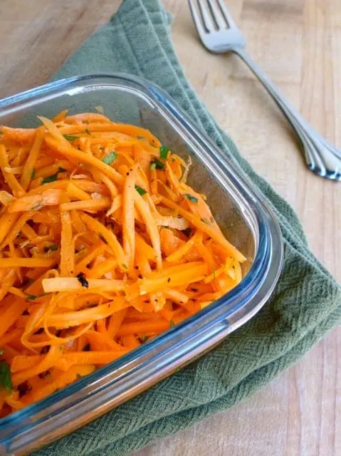 Recipe for Carrot Salad. Calorie, chemical composition and nutritional value.