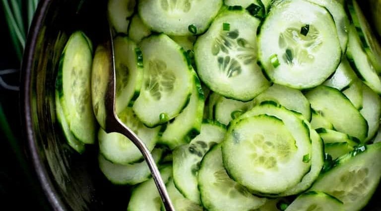 Recipe for Cucumber Salad. Calorie, chemical composition and nutritional value.