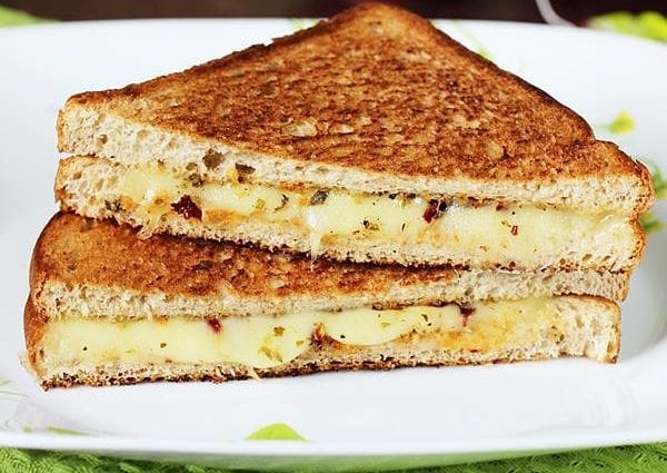 Recipe for Processed Cheese Sandwich. Calorie, chemical composition and nutritional value.