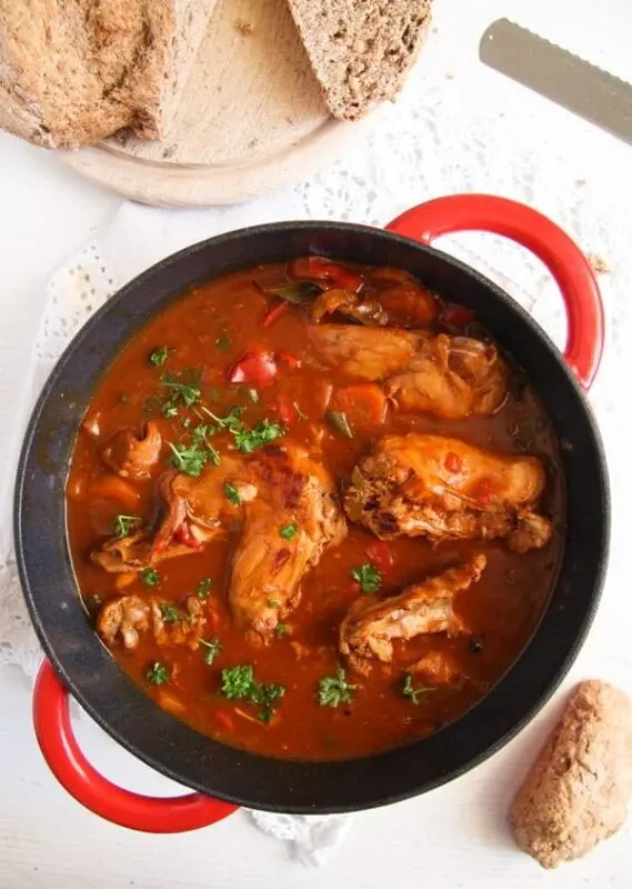 Recipe for Stewed Rabbit. Calorie, chemical composition and nutritional value.