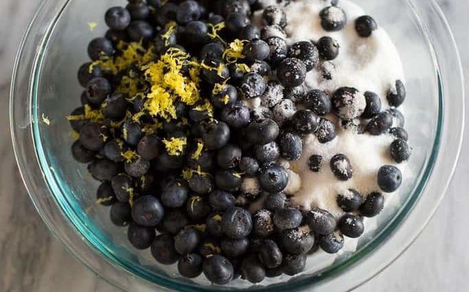 Recipe Fresh blueberries a cikin sukari. Kalori, abun da ke cikin sinadarai da darajar abinci mai gina jiki.