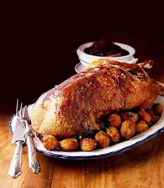 Recipe Goose stuffed duck. Calorie, chemical composition and nutritional value.