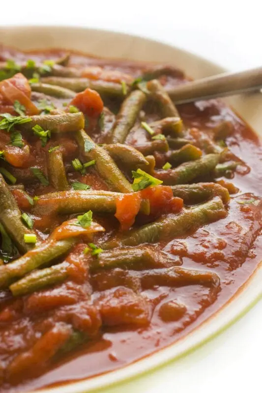 Recipe Green Beans Stew. Calorie, chemical composition and nutritional value.