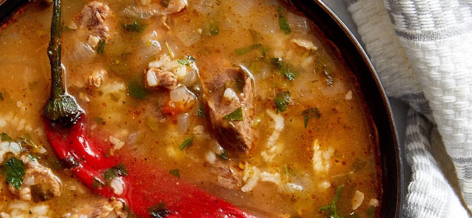 Soup-kharcho recipe. Calorie, chemical composition and nutritional value.