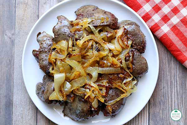 Recipe Liver fried with fat or onions. Calorie, chemical composition and nutritional value.