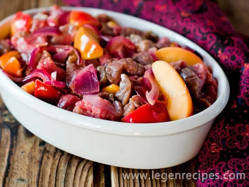 Recipe Liver roll with apples. Calorie, chemical composition and nutritional value.