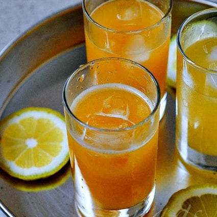რეცეპტი ნარინჯისფერი ან ლიმონის სასმელი. კალორია, ქიმიური შემადგენლობა და საკვები ღირებულება.