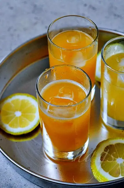 Recipe Orange or lemon drink. Calorie, chemical composition and nutritional value.