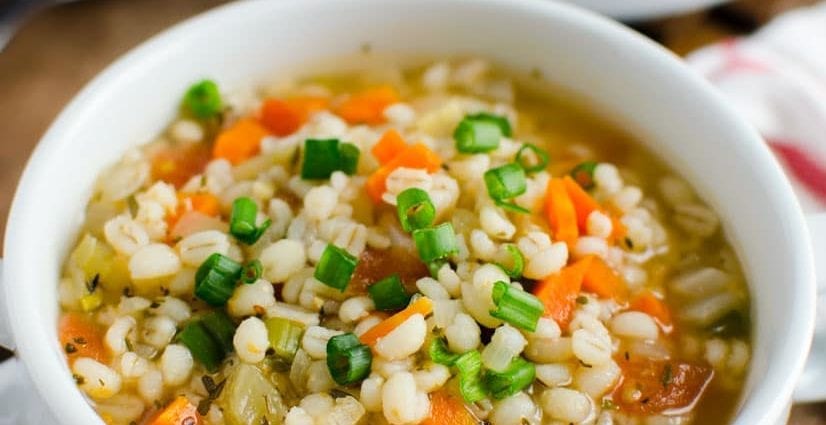 Recipe Soup with pearl barley. Calorie, chemical composition and nutritional value.