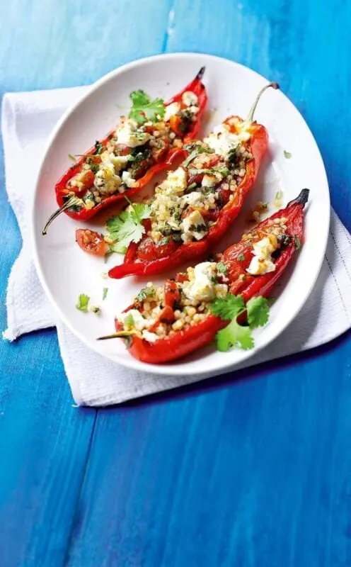 Recipe Pepper stuffed with feta cheese or cheese and egg (Karachay-Circassian national dish). Calorie, chemical composition and nutritional value.