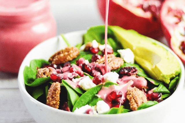 Recipe Pomegranate Salad. Calorie, chemical composition and nutritional value.