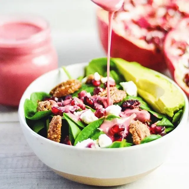 Recipe Pomegranate Salad. Calorie, chemical composition and nutritional value.