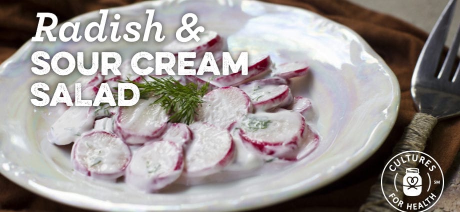 Recipe Radish in sour cream. Calorie, chemical composition and nutritional value.