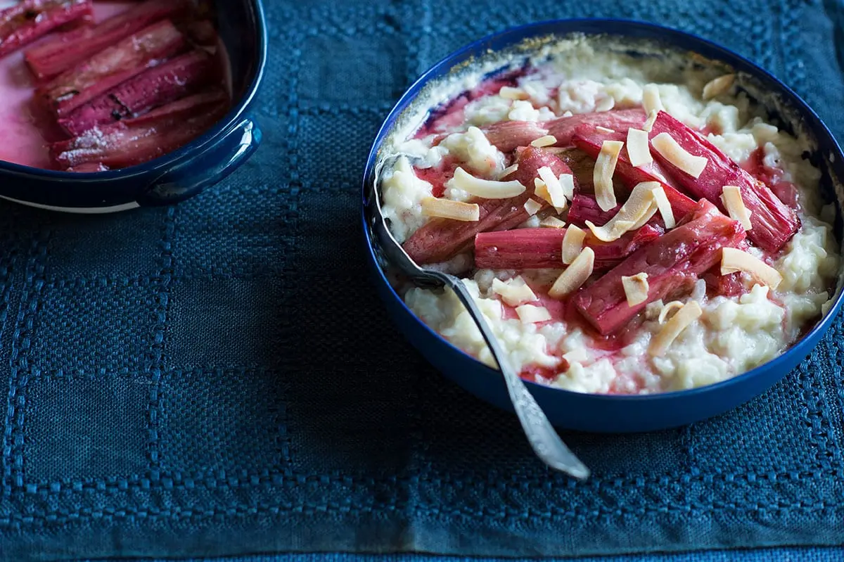 Recipe Rice and Rhubarb Pudding. Calorie, chemical composition and nutritional value.