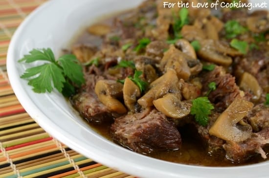 Recipe Roast with mushrooms in Russian. Calorie, chemical composition and nutritional value.