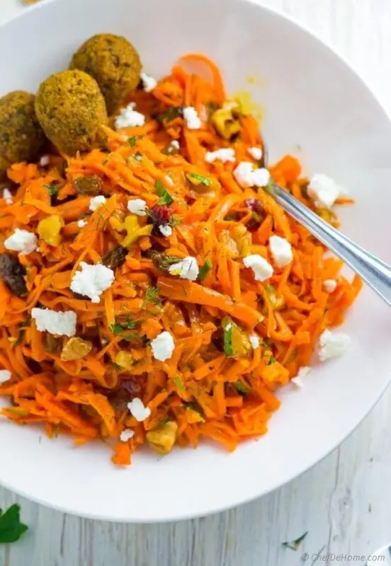 Carrot Salad Recipe. Calorie, chemical composition and nutritional value.