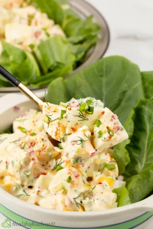 Egg salad recipe. Calorie, chemical composition and nutritional value.