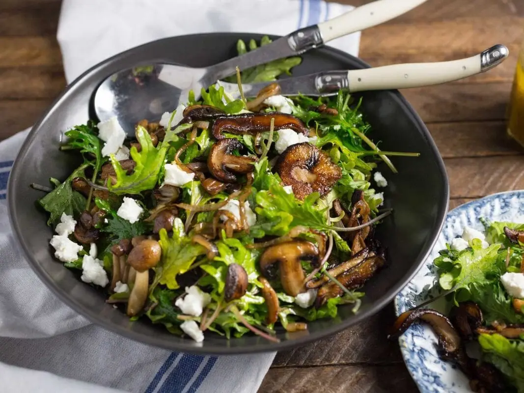 Recipe Salad with mushrooms and sauerkraut. Calorie, chemical composition and nutritional value.