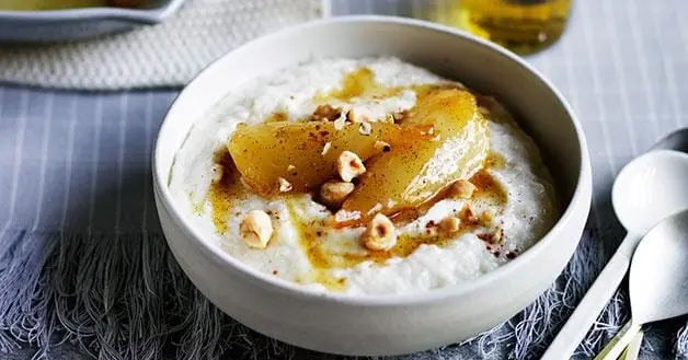 Recipe Semolina pudding with pears. Calorie, chemical composition and nutritional value.