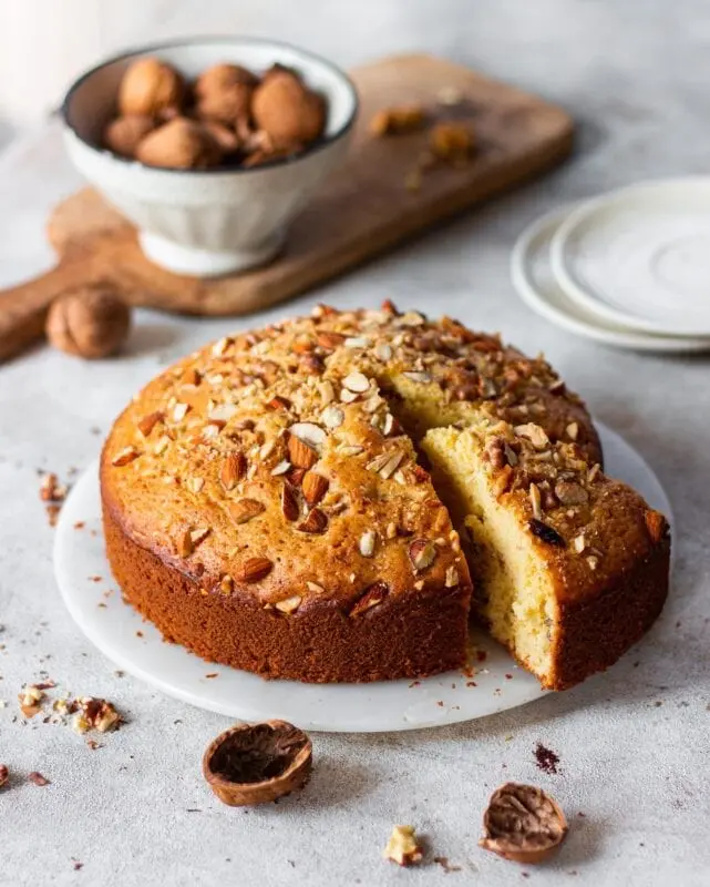 Recipe Sponge cake with nuts. Calorie, chemical composition and nutritional value.
