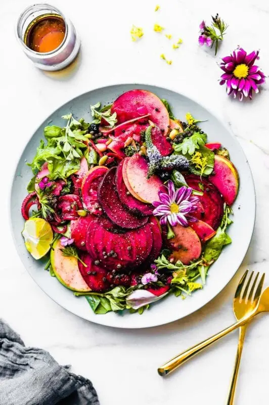 Recipe Stewed beets with apples. Calorie, chemical composition and nutritional value.