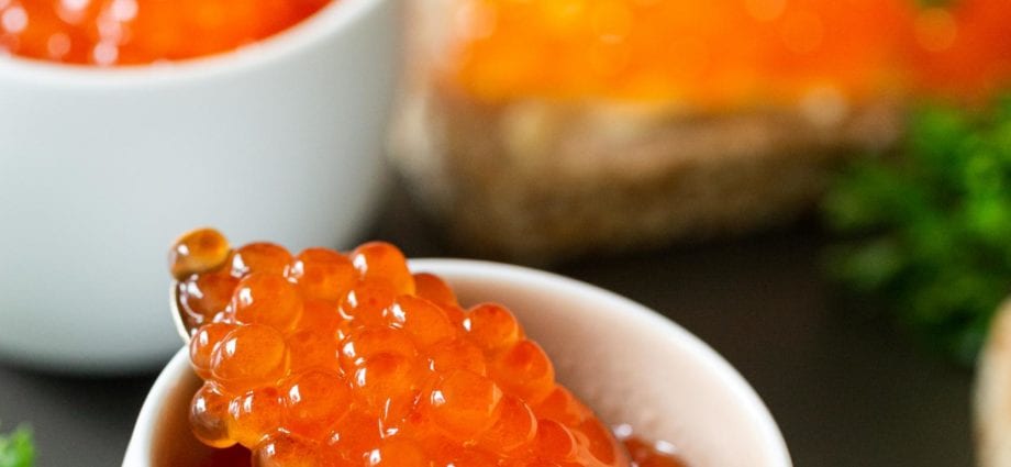 Recipe Sturgeon caviar and chum salmon caviar. Calorie, chemical composition and nutritional value.