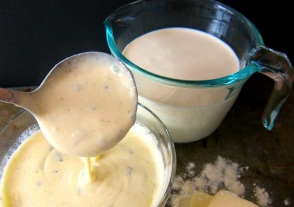 Συνταγή Χοντρή σάλτσα γάλακτος (για γέμιση). Θερμίδες, χημική σύνθεση και θρεπτική αξία.