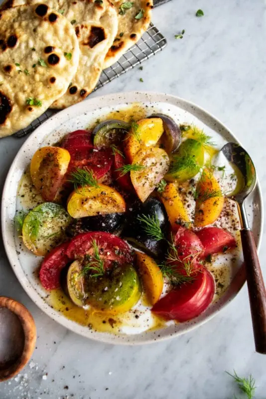 Recipe Tomatoes with garlic dressing. Calorie, chemical composition and nutritional value.