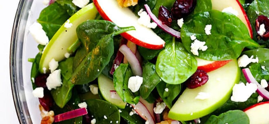 Opskrift Vegetabilsk salat med æbler og paprika. Kalorie, kemisk sammensætning og næringsværdi.