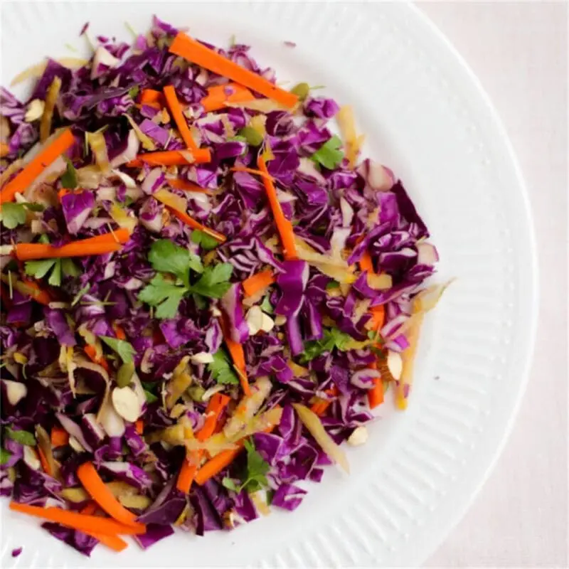 Red Cabbage Salad Recipe. Calorie, chemical composition and nutritional value.