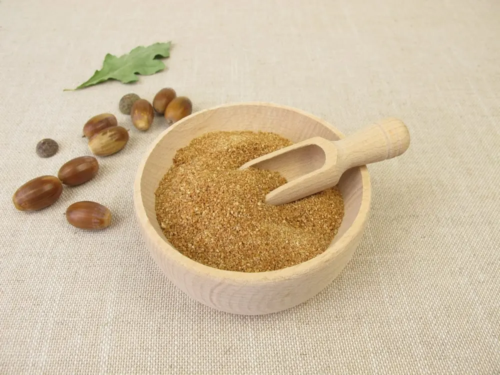 Calorie content Acorn flour. Chemical composition and nutritional value.