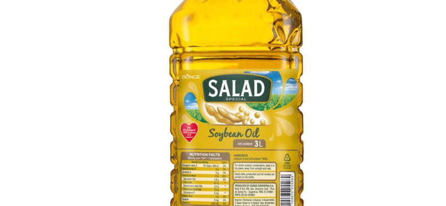 Soybean oil for salad dressing or cooking