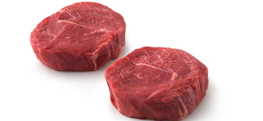 Bít tết, thịt mềm, không xương, thịt bò, thịt và mỡ, được cắt nhỏ thành mỡ 0 ”, chọn lọc, sống