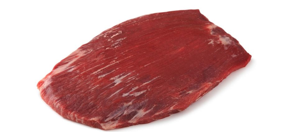 Biefstuk, flank, flank, rundvlees, vlees en vet, bijgesneden tot 0 ”vet, geselecteerd, gestoofd